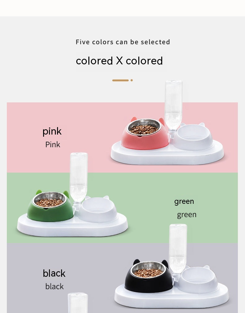 Anti-Spill Elevated Dog Bowls: Stainless Steel Double Feeder