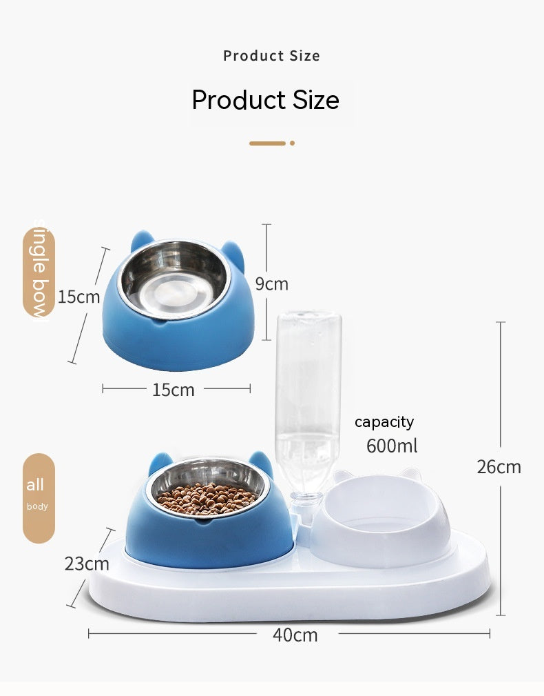 Anti-Spill Elevated Dog Bowls: Stainless Steel Double Feeder