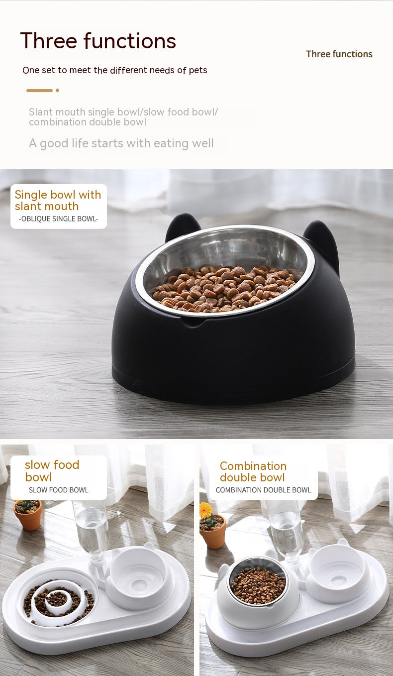 Anti-Spill Elevated Dog Bowls: Stainless Steel Double Feeder