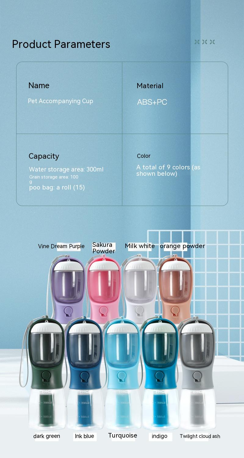 3-in-1 Portable Dog Water Bottle Food & Waste Bag Dispenser