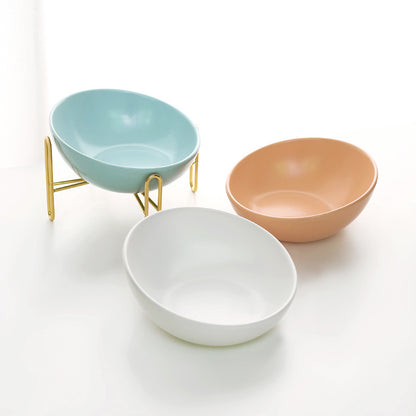Stylish Tilted Ceramic Pet Bowl | Elevated & Digestion Friendly