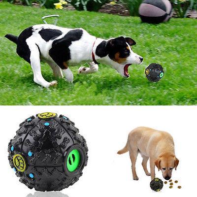 Pet Dog Treat Training Chew Sound Food Dispenser Toy Squeaky Giggle Ball