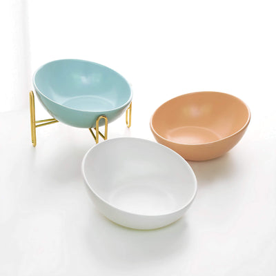 Stylish Tilted Ceramic Pet Bowl null